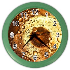 Olive Oil Bubbles Gold Oil Food Color Wall Clock by Wegoenart