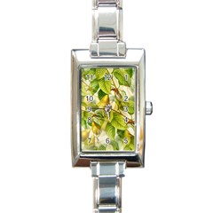 Pear Fruit Tree Organic Pattern Rectangle Italian Charm Watch by Wegoenart