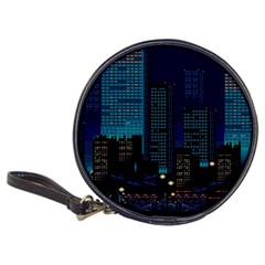 City Building Pixel Art Vaporwave Classic 20-cd Wallets by danenraven