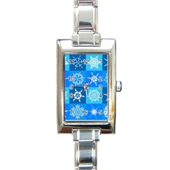 Xmas Christmas Pattern Snow Background Blue Decoration Rectangle Italian Charm Watch by danenraven