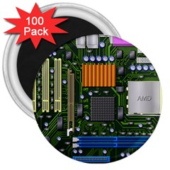 Illustration Motherboard Pc Computer 3  Magnets (100 Pack) by danenraven