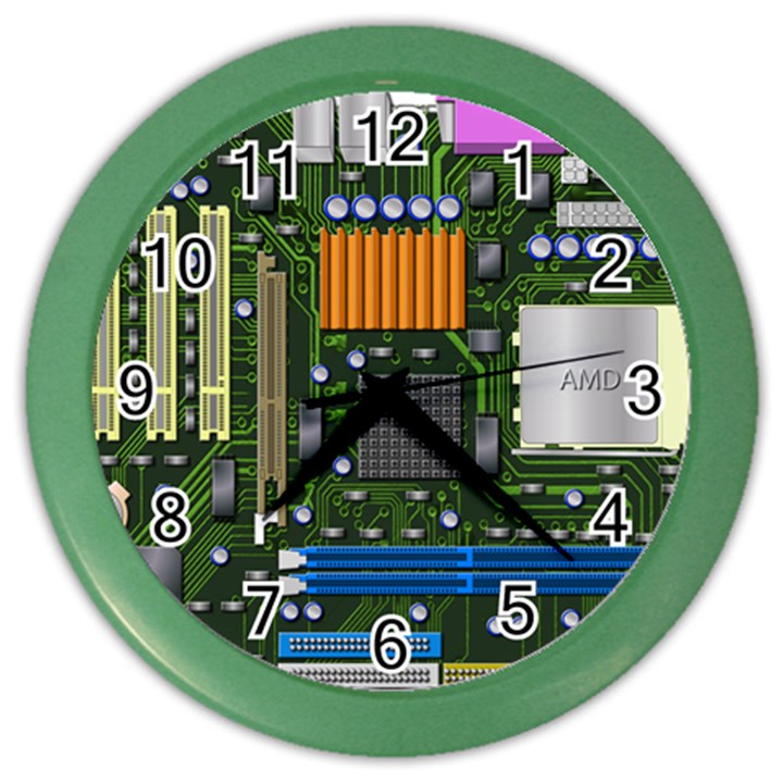 Illustration Motherboard Pc Computer Color Wall Clock