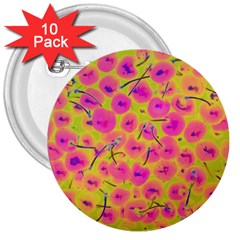 Cherries Fruit Food Neon Texture Fluorescent 3  Buttons (10 Pack)  by Wegoenart