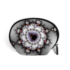 Mandelbrot Fractal Background Template Circle Accessory Pouch (small) by danenraven