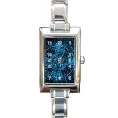 Network Circuit Board Trace Rectangle Italian Charm Watch by Ravend