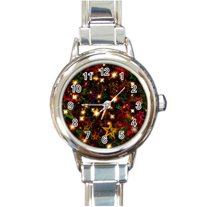 Christmas Xmas Stars Star Advent Background Round Italian Charm Watch