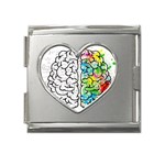 Brain Mind Psychology Idea Drawing Mega Link Heart Italian Charm (18mm) Front