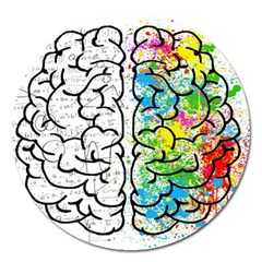 Brain Mind Psychology Idea Drawing Magnet 5  (round) by Wegoenart