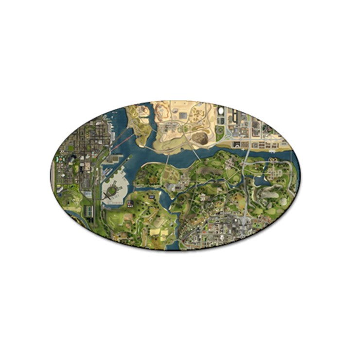 Map Illustration Grand Theft Auto Sticker Oval (100 pack)