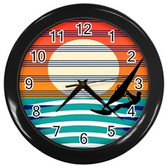 Waves Windsurfer Sun Wall Clock (black) by Ravend