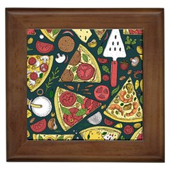 Vector Seamless Pizza Slice Pattern Hand Drawn Pizza Illustration Great Pizzeria Menu Background Framed Tile by Ravend