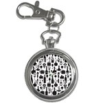 Wine Pattern Black White Key Chain Watches Front