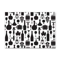 Wine Pattern Black White Sticker A4 (10 Pack) by Jancukart