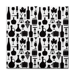 Wine Pattern Black White Face Towel by Jancukart