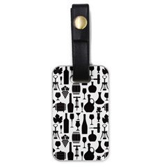 Wine Pattern Black White Luggage Tag (one Side) by Jancukart