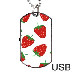 Seamless-pattern-fresh-strawberry Dog Tag Usb Flash (two Sides) by Jancukart