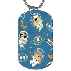 Seamless-pattern-funny-astronaut-outer-space-transportation Dog Tag (two Sides) by Jancukart