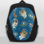 Seamless-pattern-funny-astronaut-outer-space-transportation Backpack Bag Front