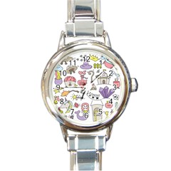 Fantasy-things-doodle-style-vector-illustration Round Italian Charm Watch by Jancukart