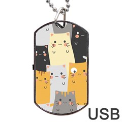 Seamless Pattern Cute Cat Cartoons Dog Tag Usb Flash (one Side) by Wegoenart