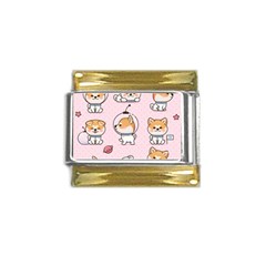 Set Kawaii Smile Japanese Dog Cartoon Gold Trim Italian Charm (9mm) by Wegoenart