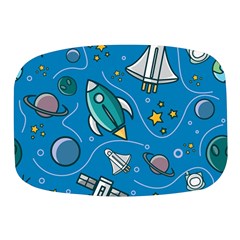 Rocket Ship Space Seamless Pattern Mini Square Pill Box by Wegoenart