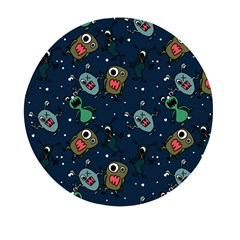 Monster Alien Pattern Seamless Background Mini Round Pill Box (pack Of 3) by Wegoenart