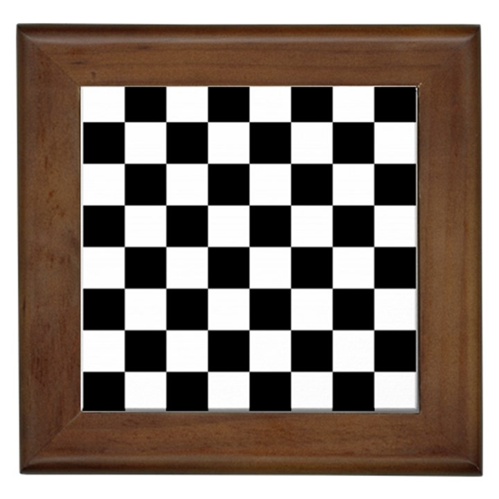 Chess board background design Framed Tile