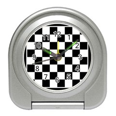 Chess Board Background Design Travel Alarm Clock by Wegoenart