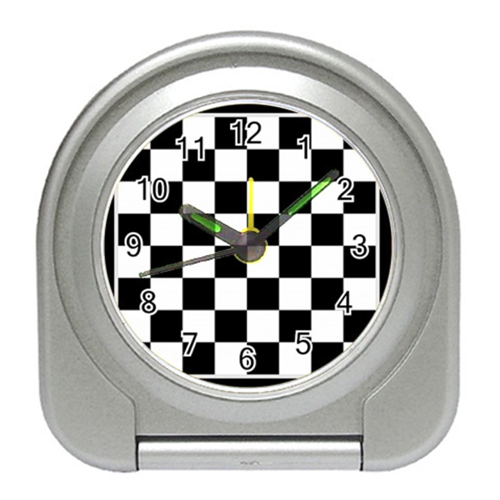 Chess board background design Travel Alarm Clock