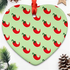 Small Mini Peppers Green Heart Ornament (two Sides) by ConteMonfrey