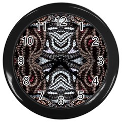 Autumn Patterns Wall Clock (black) by kaleidomarblingart