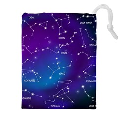 Realistic Night Sky With Constellation Drawstring Pouch (5xl) by Wegoenart