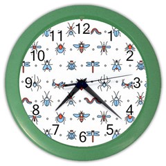 Insect Icon Seamless Pattern Color Wall Clock by Wegoenart