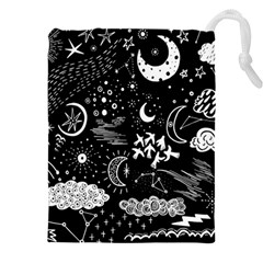 Vector-set-sketch-drawn-with-space Drawstring Pouch (5xl) by Wegoenart