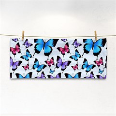 Decorative-festive-trendy-colorful-butterflies-seamless-pattern-vector-illustration Hand Towel by Wegoenart