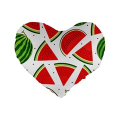 Watermelon Cuties White Standard 16  Premium Heart Shape Cushions by ConteMonfrey