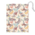 Pattern-with-hand-drawn-butterflies Drawstring Pouch (5XL) Front