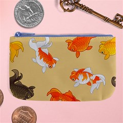 Gold Fish Seamless Pattern Background Large Coin Purse by Wegoenart