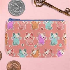 Cute Kawaii Kittens Seamless Pattern Large Coin Purse by Wegoenart