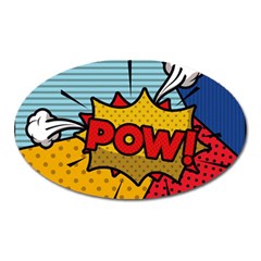 Pow Word Pop Art Style Expression Vector Oval Magnet by Wegoenart