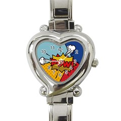 Pow Word Pop Art Style Expression Vector Heart Italian Charm Watch by Wegoenart