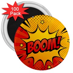 Explosion Boom Pop Art Style 3  Magnets (100 Pack) by Wegoenart