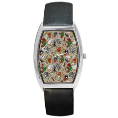 Tattoo Pattern Barrel Style Metal Watch by Wegoenart