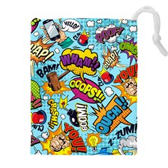 Comic Elements Colorful Seamless Pattern Drawstring Pouch (5xl) by Wegoenart