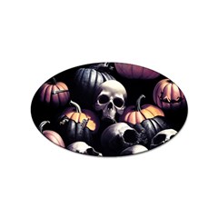 Halloween Party Skulls, Demonic Pumpkins Pattern Sticker (oval) by Casemiro