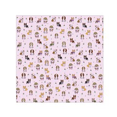 Puppies Dog Pattern Drawing Square Satin Scarf (30  X 30 ) by Wegoenart