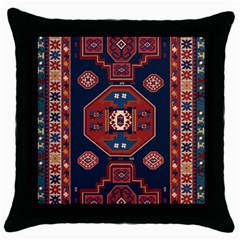 Armenian Old Carpet  Throw Pillow Case (black) by Gohar