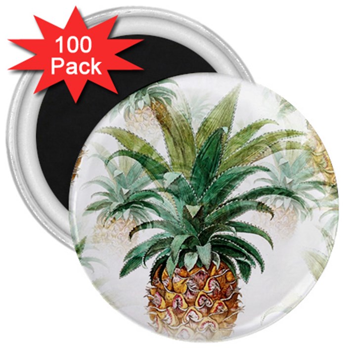 Pineapple Pattern Background Seamless Vintage 3  Magnets (100 pack)