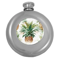 Pineapple Pattern Background Seamless Vintage Round Hip Flask (5 Oz) by Wegoenart